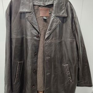 Coach Men's Dark Brown Leather Trench Coat